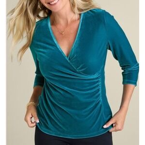 Soft Surroundings Velvet Alyssa 3/4 Sleeve Top Size Large